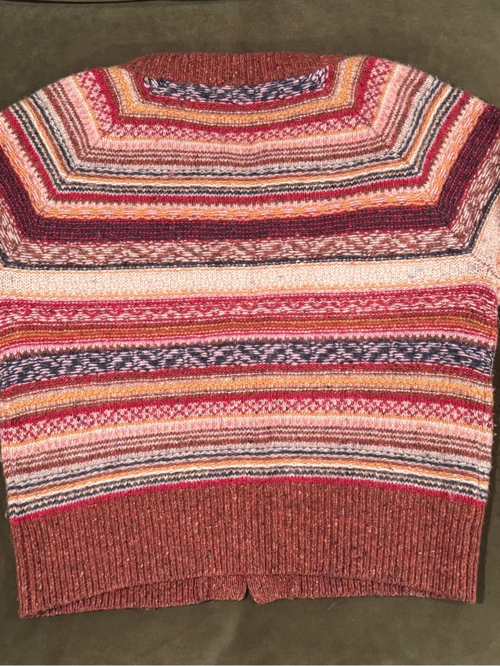Faherty Multicolor Striped Button Cardigan in Rust and Pink - Picture 4 of 6